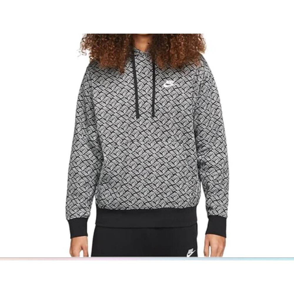 Nike Sweatshirt Mens NSW Sports Essentials AOP Fleece Hoodie Black Size XL